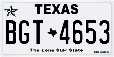 TX license plate BGT4653