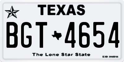 TX license plate BGT4654