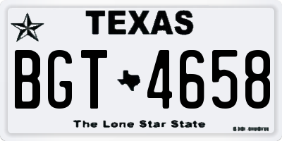 TX license plate BGT4658