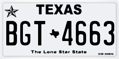 TX license plate BGT4663