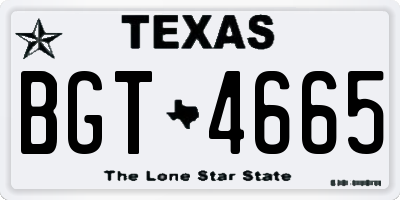 TX license plate BGT4665