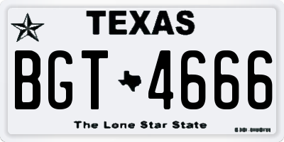 TX license plate BGT4666