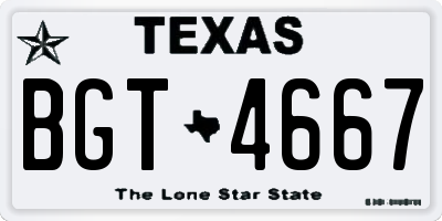 TX license plate BGT4667