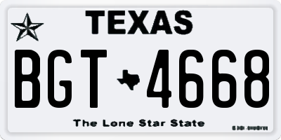 TX license plate BGT4668