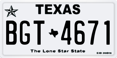TX license plate BGT4671