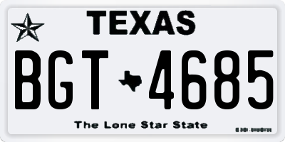 TX license plate BGT4685