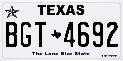 TX license plate BGT4692