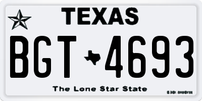 TX license plate BGT4693