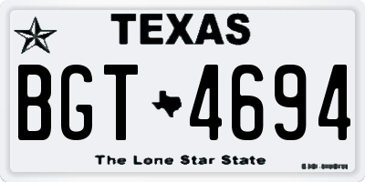 TX license plate BGT4694