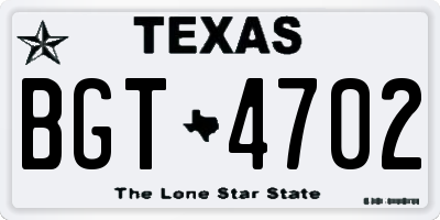 TX license plate BGT4702