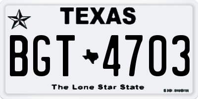 TX license plate BGT4703