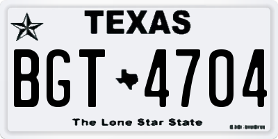 TX license plate BGT4704