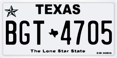 TX license plate BGT4705