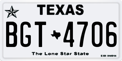 TX license plate BGT4706
