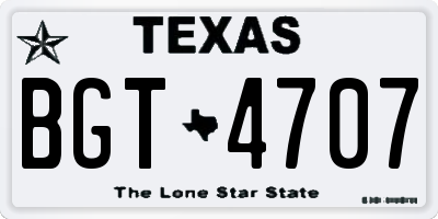 TX license plate BGT4707
