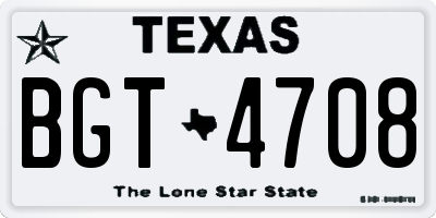 TX license plate BGT4708
