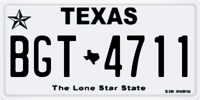 TX license plate BGT4711