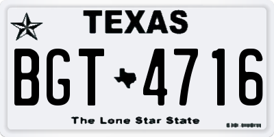 TX license plate BGT4716