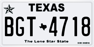 TX license plate BGT4718