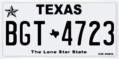 TX license plate BGT4723