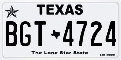 TX license plate BGT4724