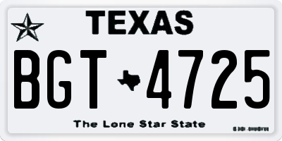 TX license plate BGT4725