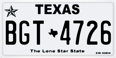 TX license plate BGT4726