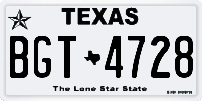 TX license plate BGT4728