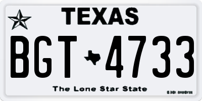 TX license plate BGT4733