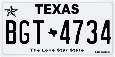 TX license plate BGT4734