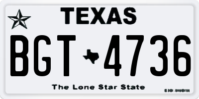 TX license plate BGT4736