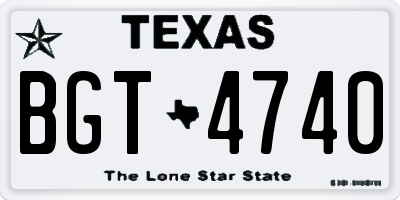 TX license plate BGT4740
