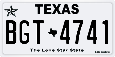 TX license plate BGT4741