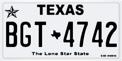TX license plate BGT4742