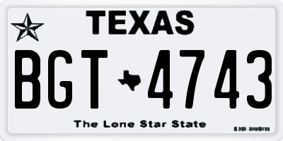 TX license plate BGT4743