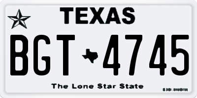 TX license plate BGT4745