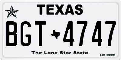 TX license plate BGT4747