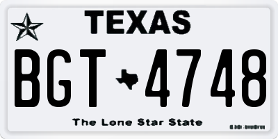 TX license plate BGT4748