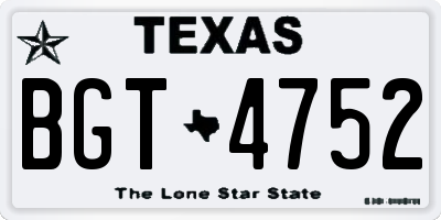TX license plate BGT4752