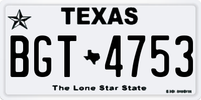 TX license plate BGT4753