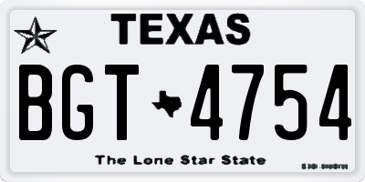 TX license plate BGT4754