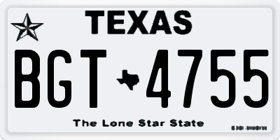 TX license plate BGT4755
