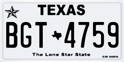 TX license plate BGT4759