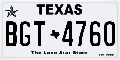 TX license plate BGT4760