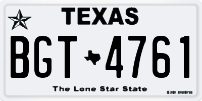 TX license plate BGT4761