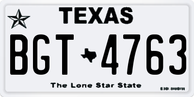 TX license plate BGT4763