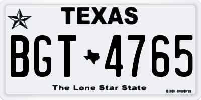 TX license plate BGT4765