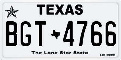 TX license plate BGT4766