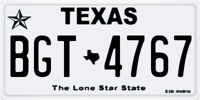 TX license plate BGT4767