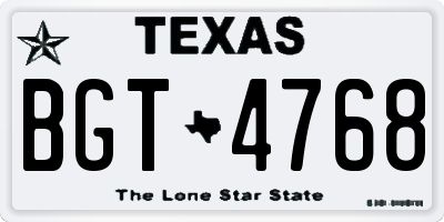 TX license plate BGT4768